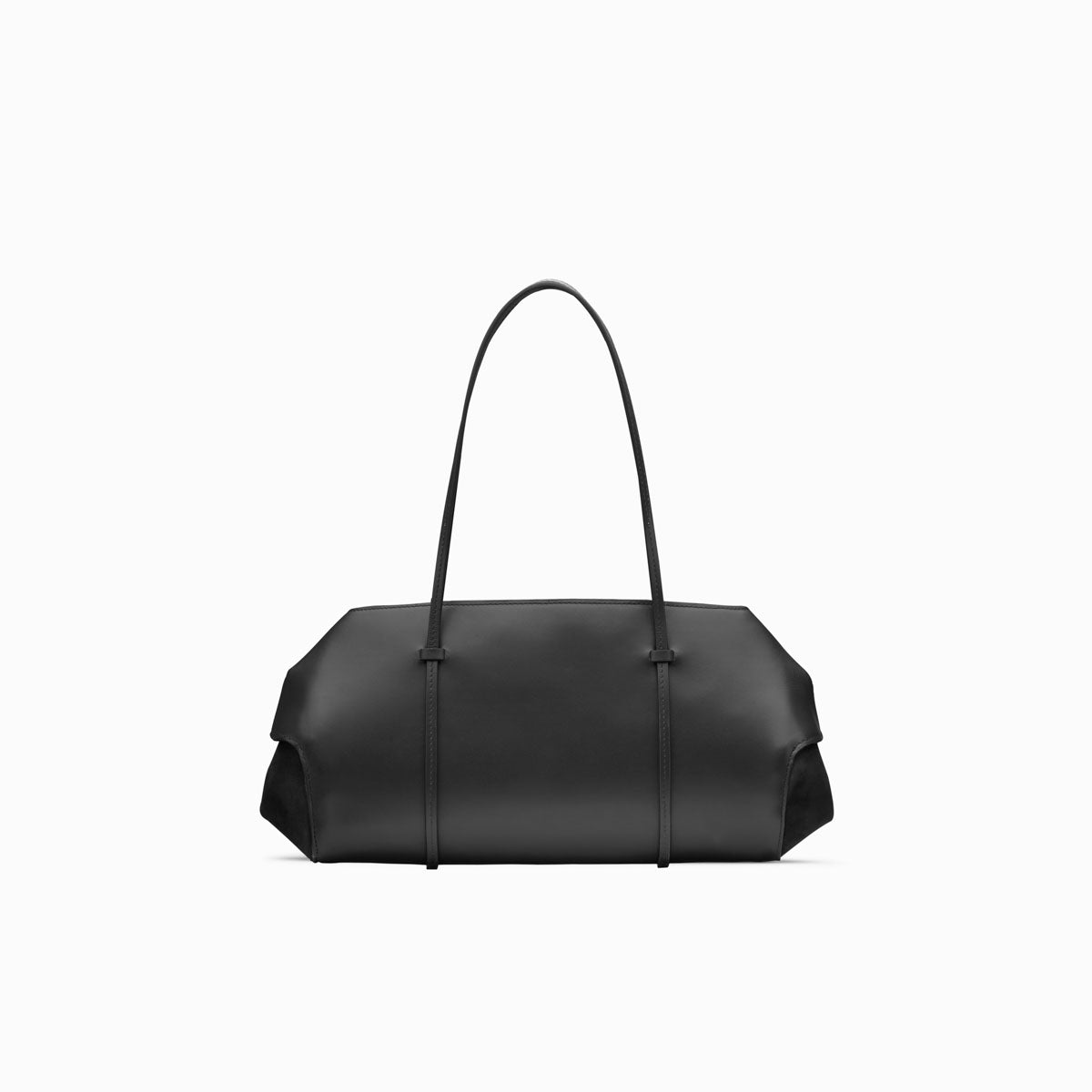 berenices-east-west-suede-leather-shoulder-bag-black