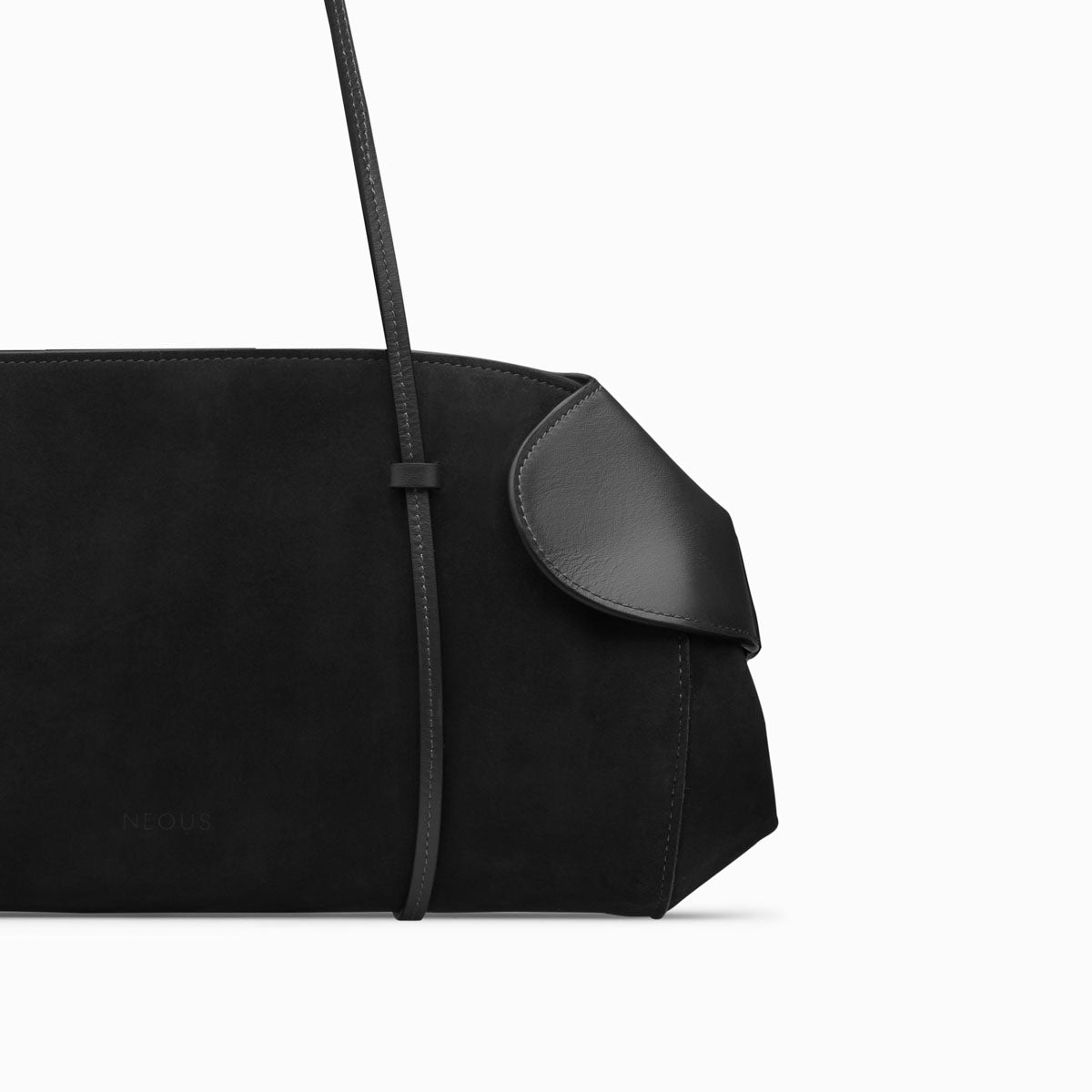 berenices-east-west-suede-leather-shoulder-bag-black