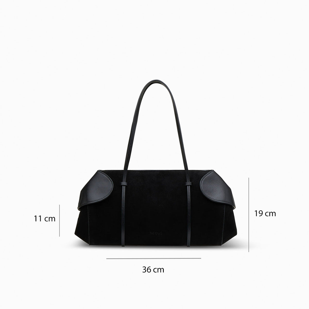 berenices-east-west-suede-leather-shoulder-bag-black