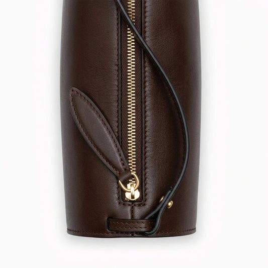Gemini Leather Top Handle Bag in Dark Chocolate by NEOUS, view 3 of 6