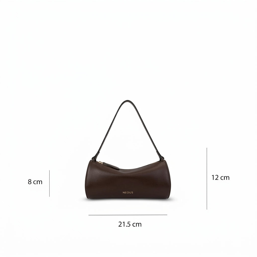 Gemini Leather Top Handle Bag in Dark Chocolate by NEOUS, view 5 of 6