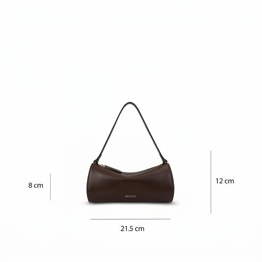 Gemini Leather Top Handle Bag in Dark Chocolate by NEOUS, view 5 of 6