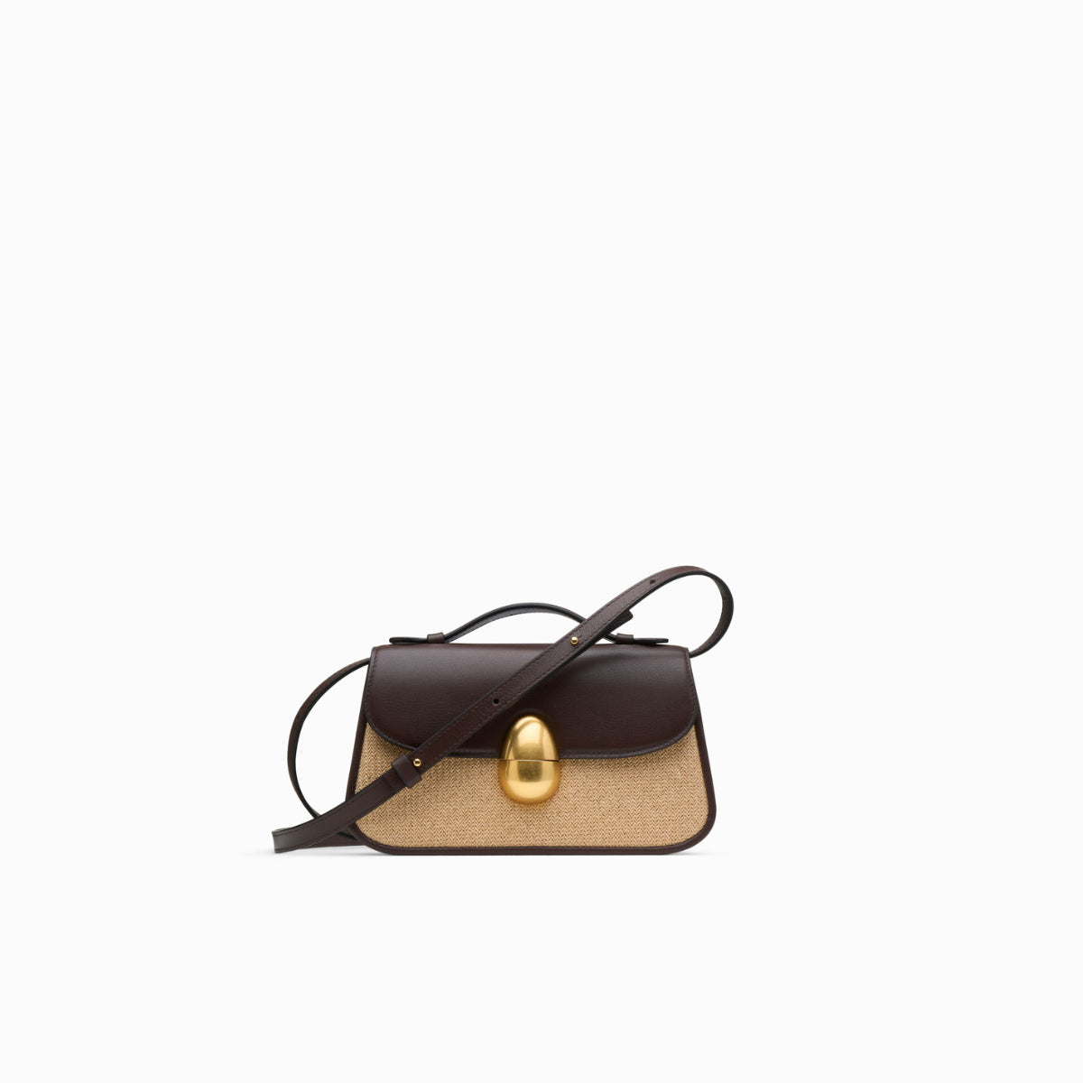 Phoenix 1.0 Raffia & Leather Crossbody Bag in Dark Taupe | Neous