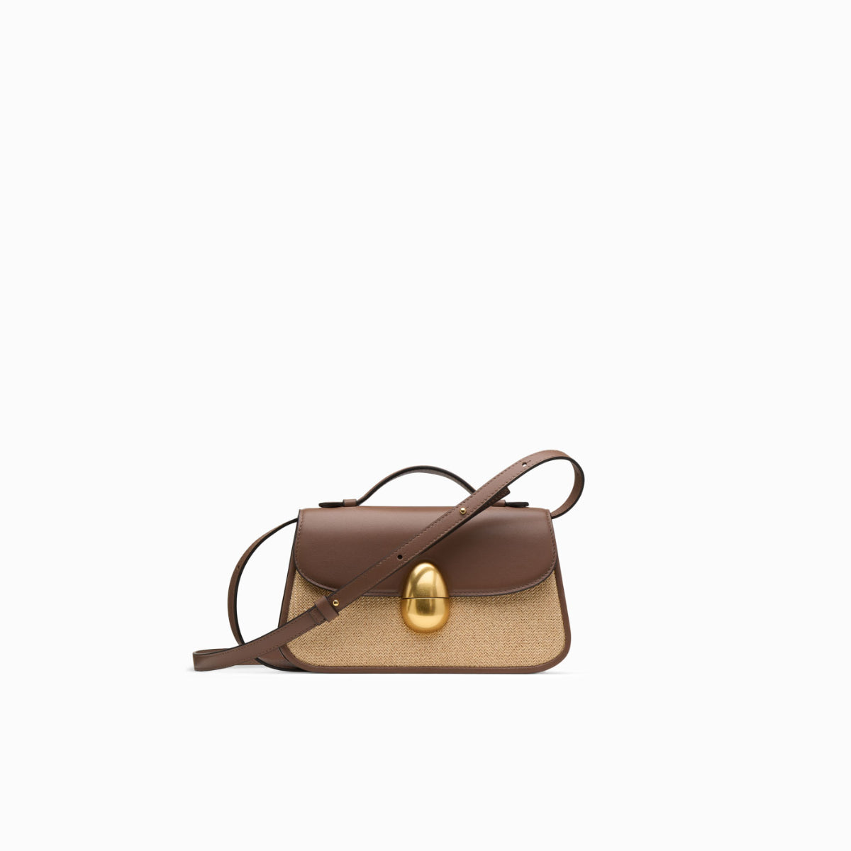 Phoenix 1.0 Raffia & Leather Crossbody Bag in Dark Taupe | Neous