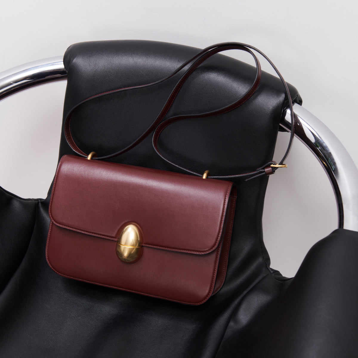 Phoenix Leather Crossbody Bag in Burgundy | Neous – NEOUS