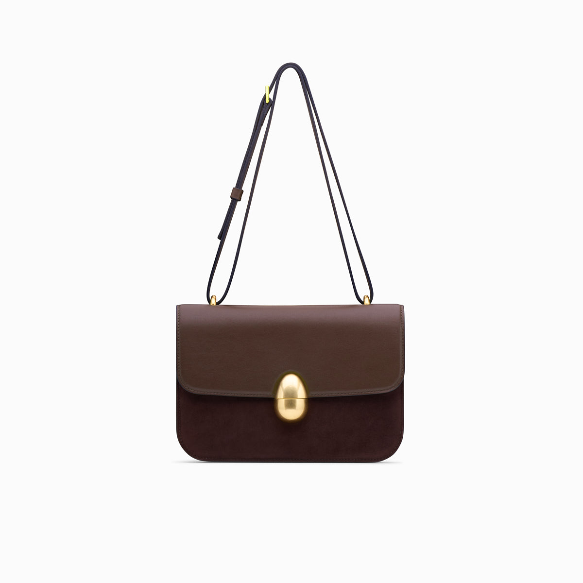 Phoenix Leather & Suede Crossbody Bag in Dark Chocolate | Neous