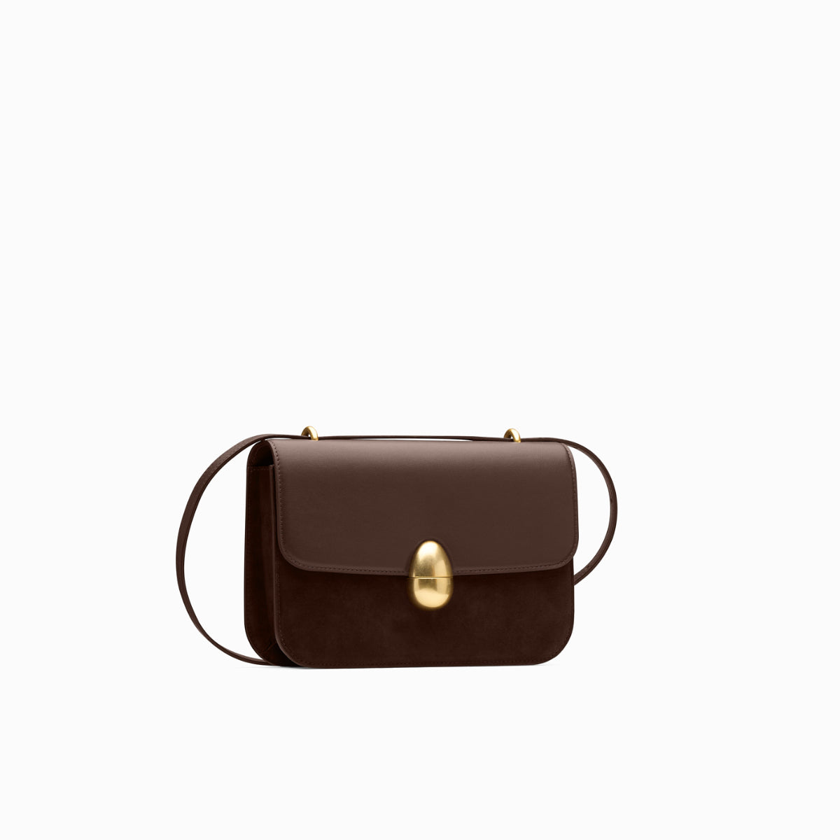 Phoenix Leather & Suede Crossbody Bag in Dark Chocolate | Neous