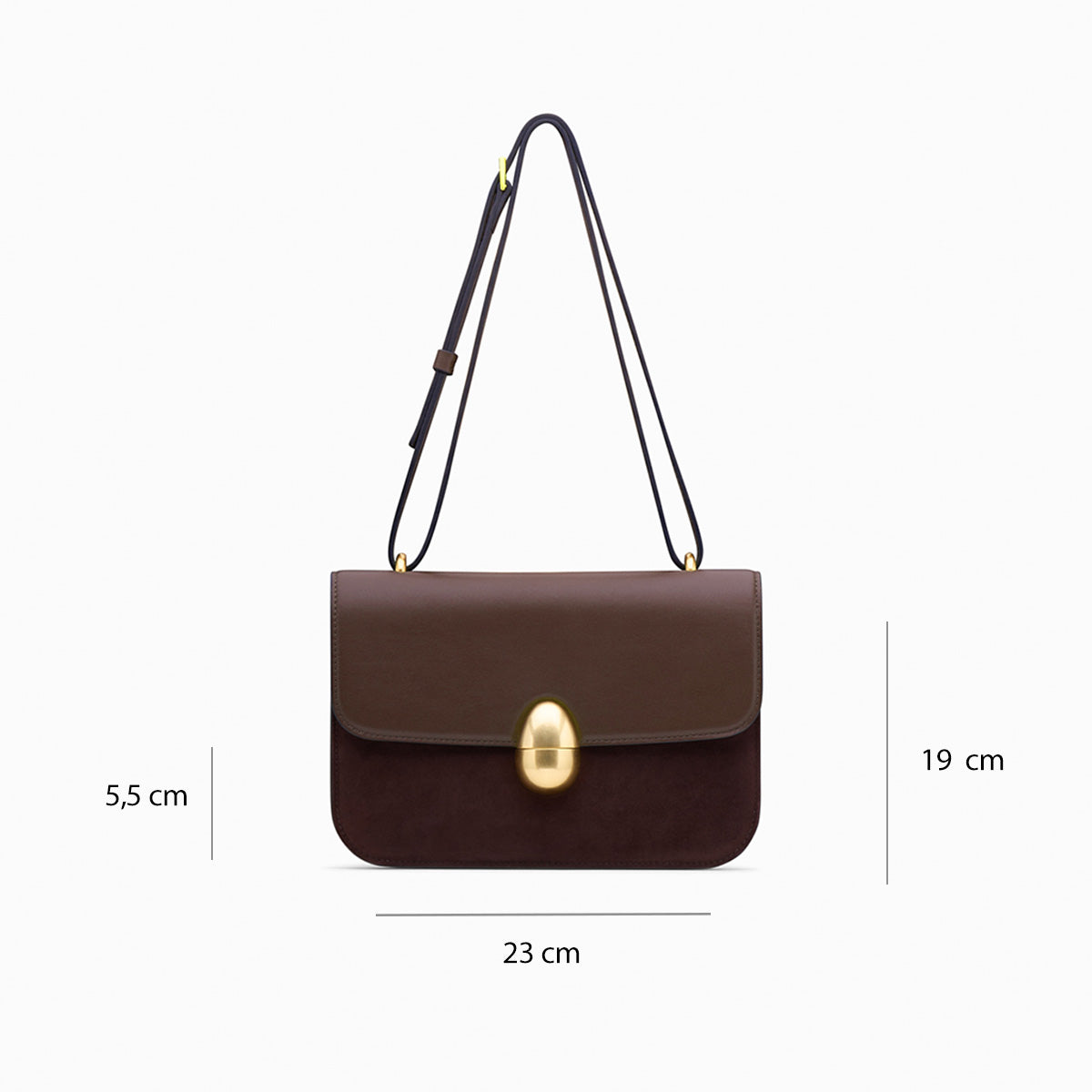 Phoenix Leather & Suede Crossbody Bag in Dark Chocolate | Neous