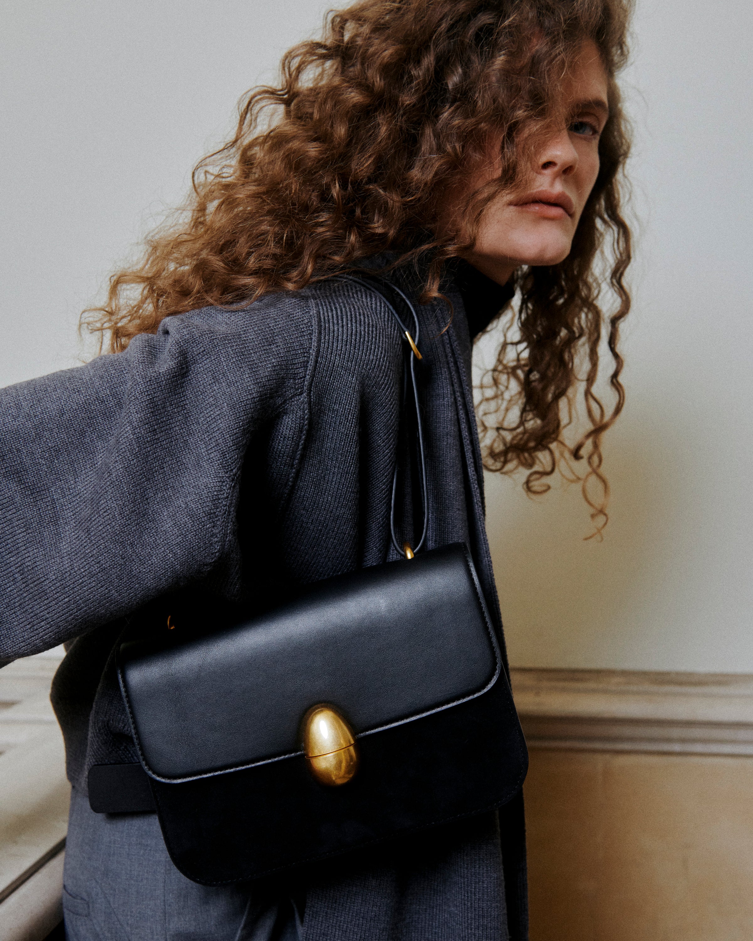 Phoenix Leather & Suede Crossbody Bag in Dark Chocolate | Neous