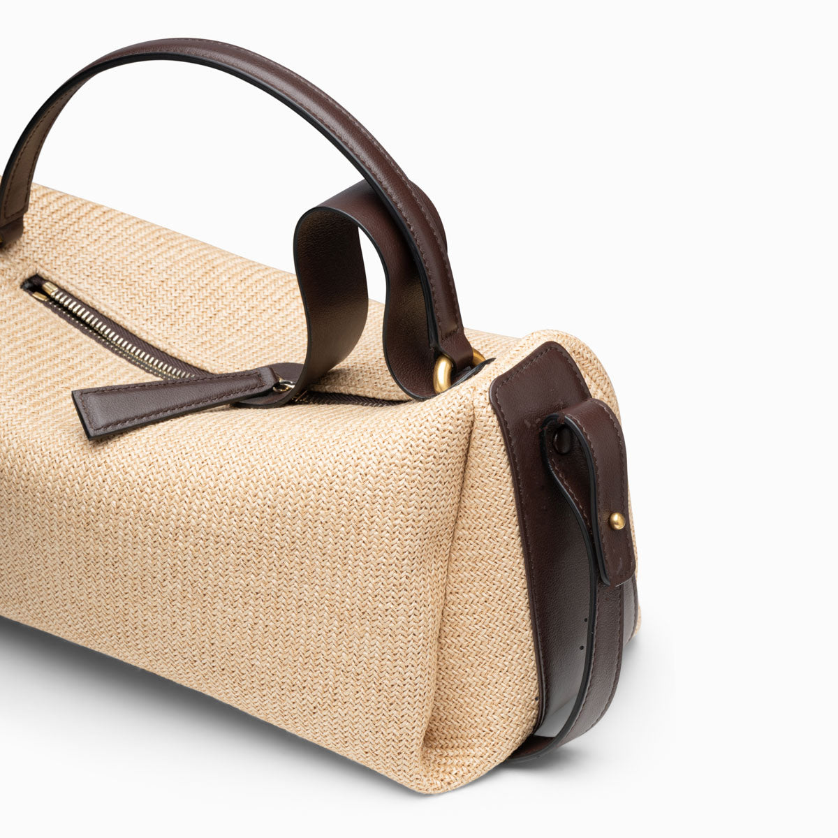 Scorpius Crossbody Raffia Leather Natural Dark Chocolate | NEOUS