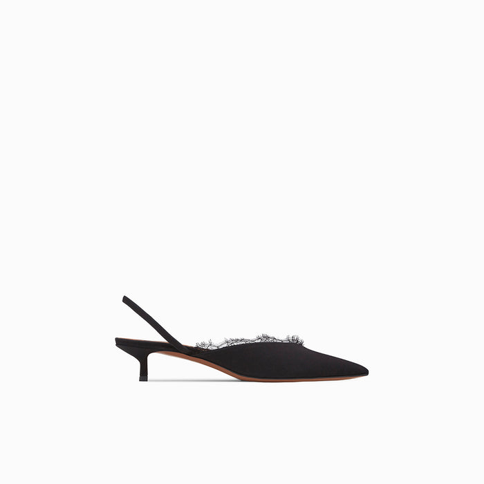 Irena Crepe de Chine & Lace Slingback in Black by NEOUS, view 1 of 4